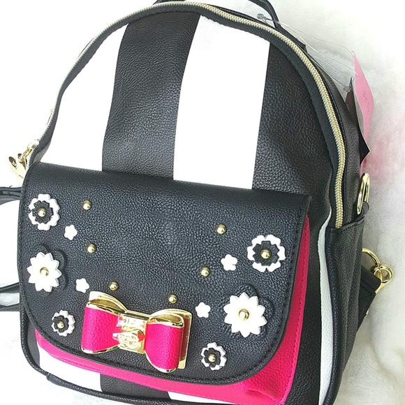 Betsey Johnson Handbags - Betsey Johnson Convertible Stripe Small Backpack